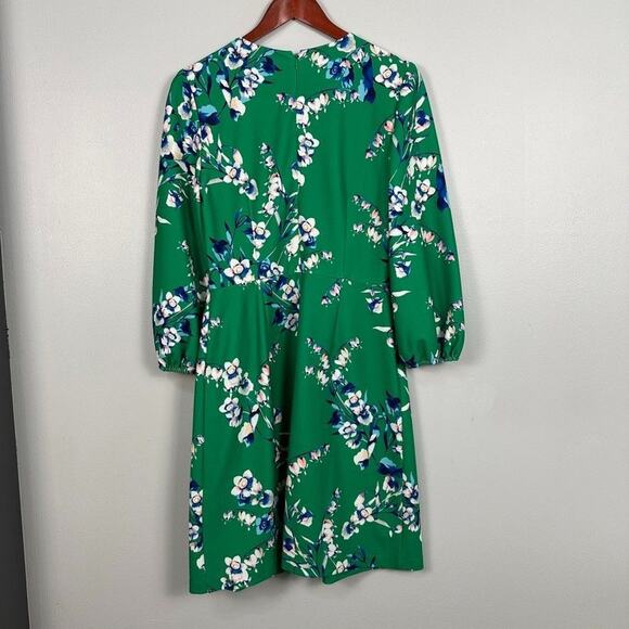 Eliza J Womens 10 Long Sleeve Green Floral A-Line Dress Business Wedding - Picture 3 of 3